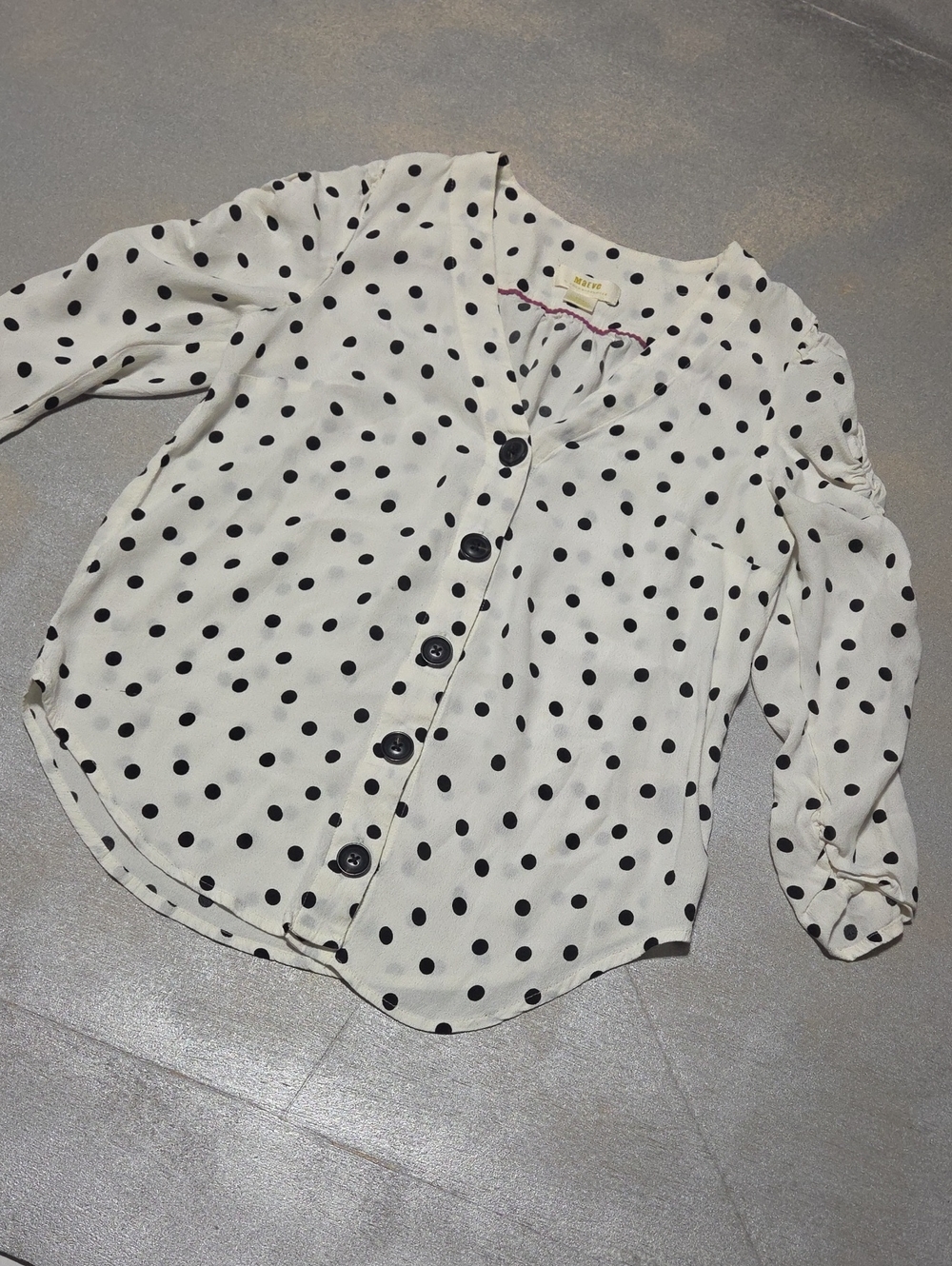 Women’s White Polka Dot Button-Front Blouse